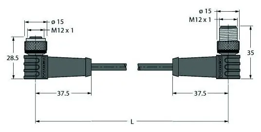 Produktfoto 1 von Industrielle Sensorleitung - Kupplung M12x1 - Stecker M12x1