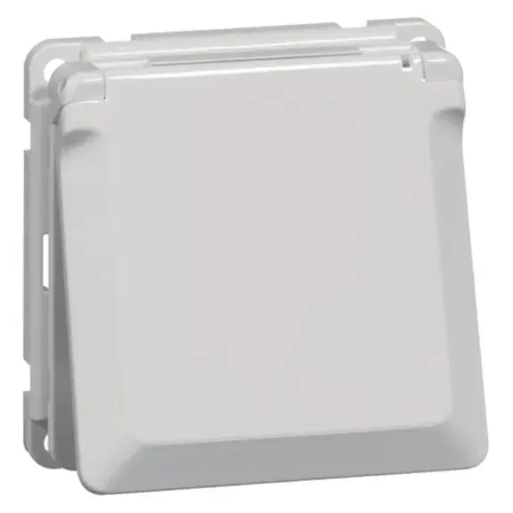 Produktfoto 1 von Steckdose SCHUKO Einbau, reinweiß Klappdeckel, erhöhter Berührungsschutz