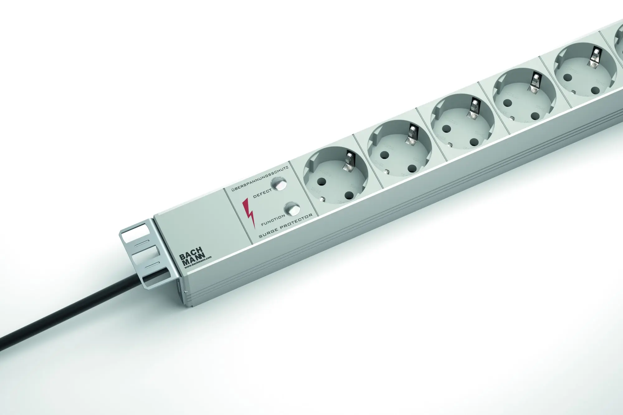 Produktfoto 1 von 19" 1HE 8xSchuko 1xÜSS Strom 2m Schuko