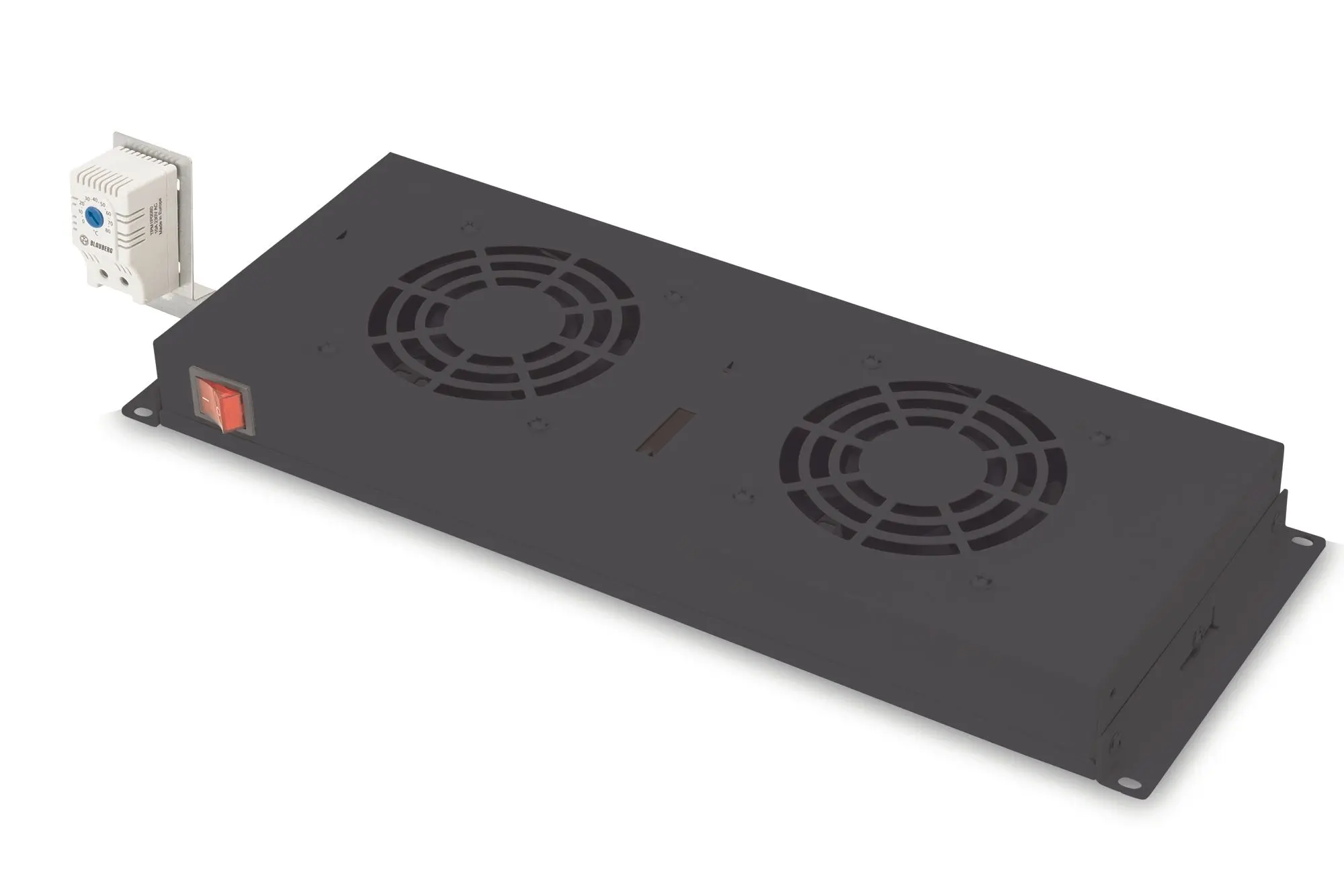 Produktfoto 1 von Dachlüftereinheit f.483mm 19z-Installat. 2 Lüfter Thermostat 276cbm zirk./h sw