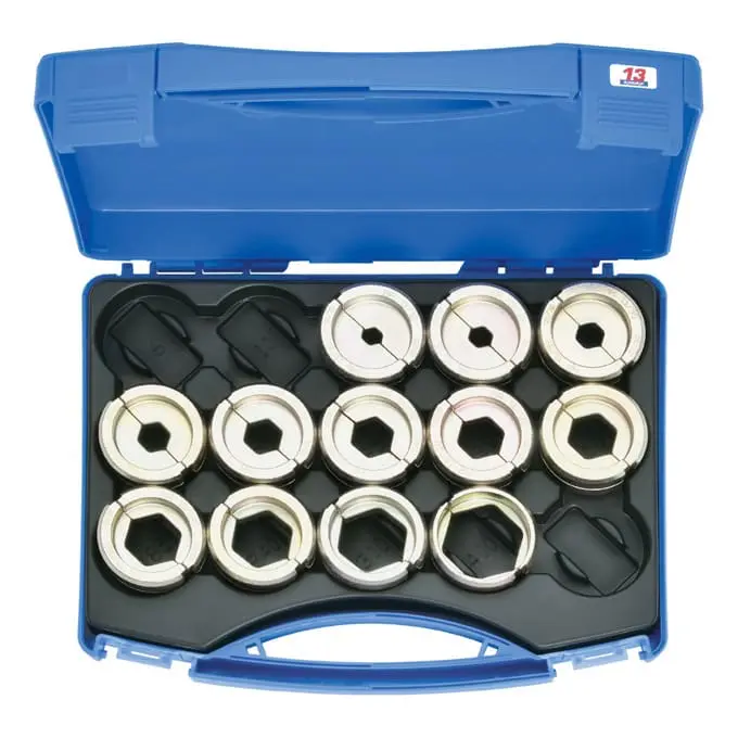 Produktfoto 1 von Presseinsatzset 16-400 mm² HR 13 im Kunststoffkoffer, 12-teilig, Serie 13