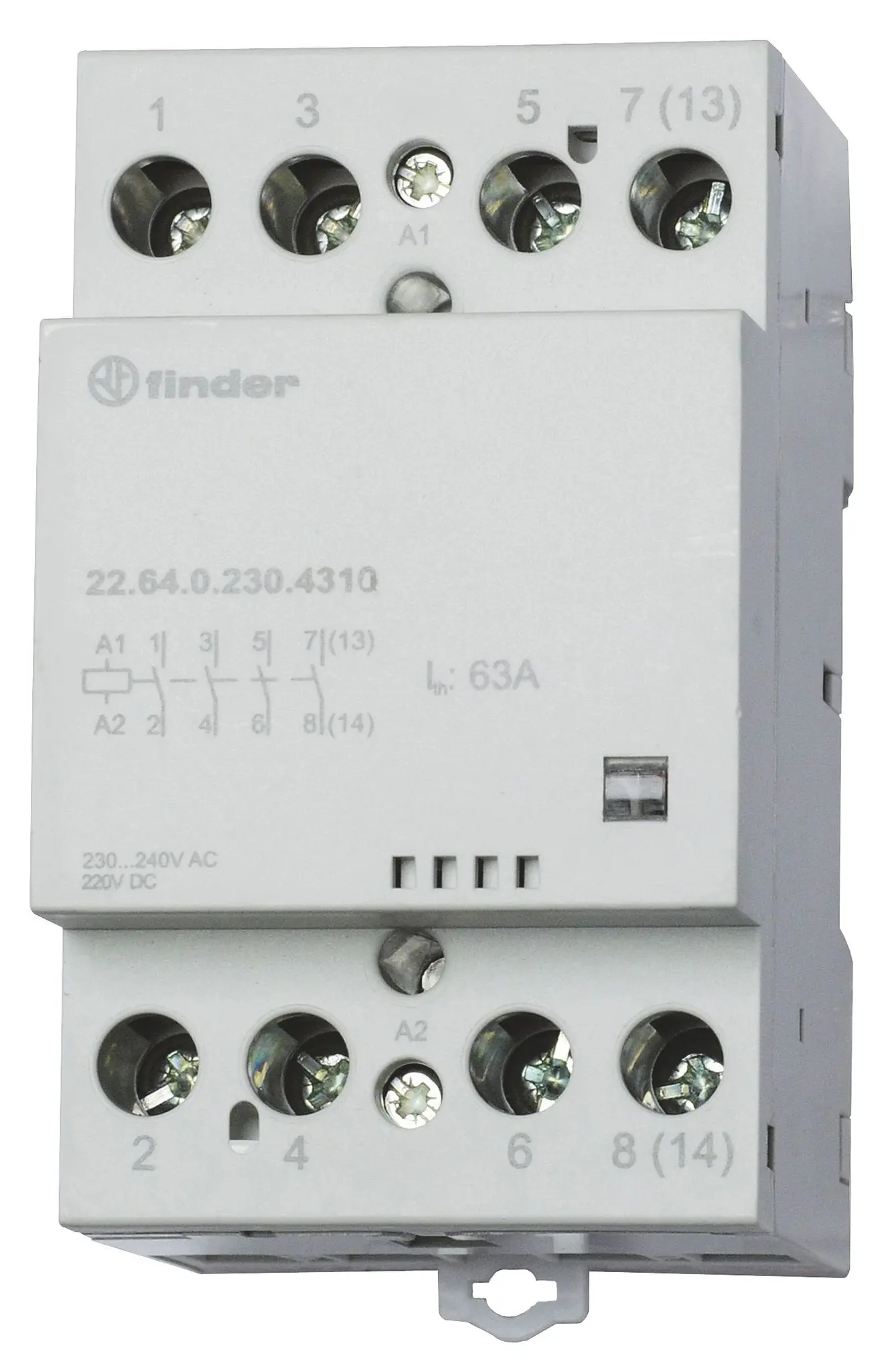 Produktfoto 1 von Schütz für Reiheneinbau 4S 63A Spule 230VAC/DC mechanische Anzeige
