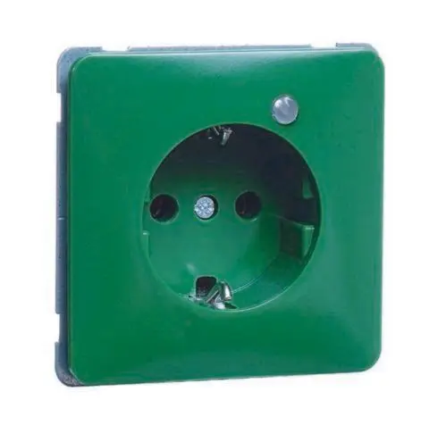 Produktfoto 1 von Steckdose SCHUKO, grün Beschriftungsfeld, LED, ohne Krallen