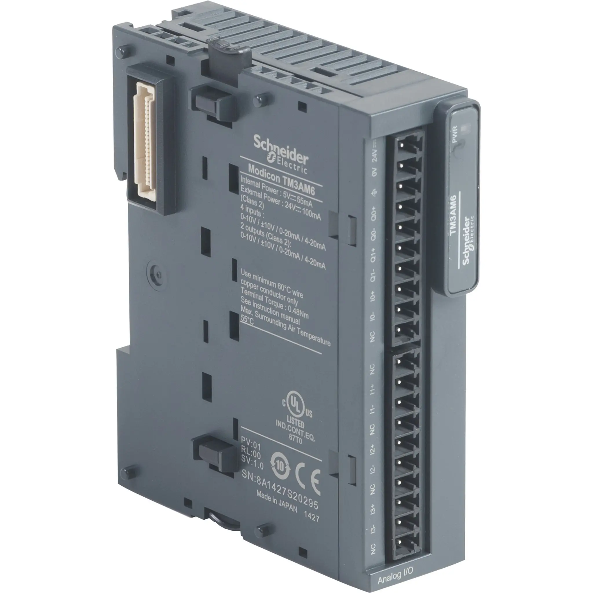 Produktfoto 1 von E/A-Erweiterung TM3 EA-Modul 4 analog Ein.2 analog Aus.Spannung/Strom Schraub