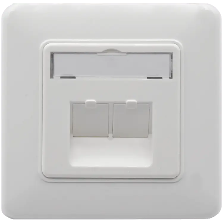 Produktfoto 1 von Anschlussdose UP/50 design 45° 2-fach o.Modul m.Abdeckrahmen Reinweiß RAL9010