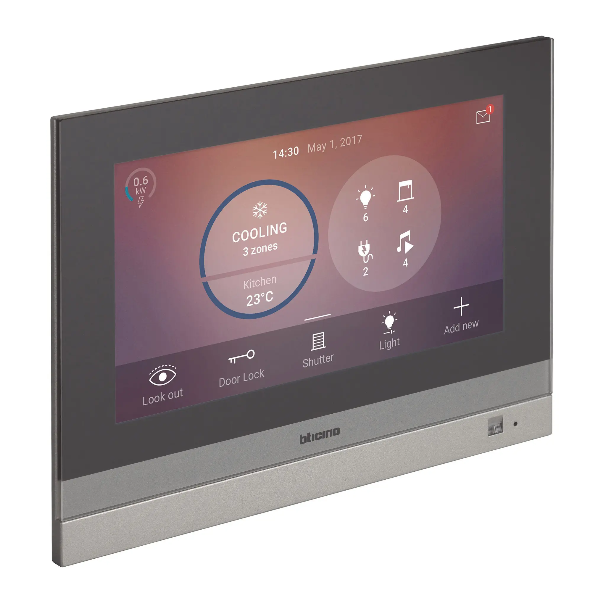Produktfoto 1 von Touchscreen m.7" Bildschirm f.Hausautomation MyHome, Schwarz