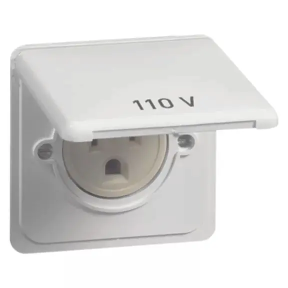 Produktfoto 1 von US NEMA-Steckdose, weiß Klappdeckel, 5-15 R, 15 A 125 V