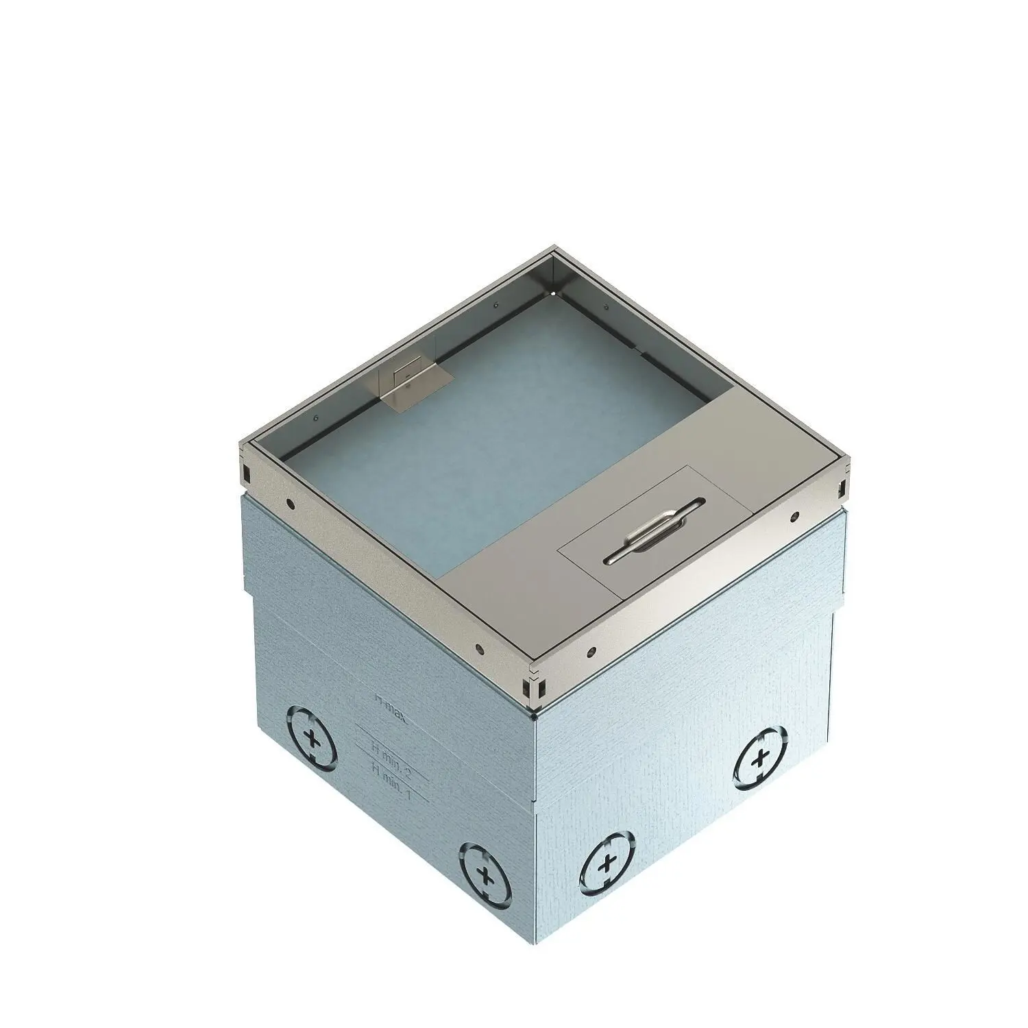 Produktfoto 1 von Bodensteckdose mit 2-fach VDE-Steckdose 140x140x110, A2