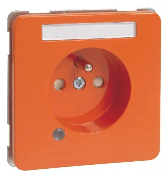 Produktfoto 1 von Steckdose Erdungsstift, orange, Kontr., Beschriftungsfeld, erh. Berührungsschutz