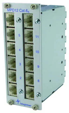 Produktfoto 1 von Mini-Verteiler MPD12-HS K geschirmt Cat.6A (tiefgestellt n. ISO/IEC) 3HE/10T