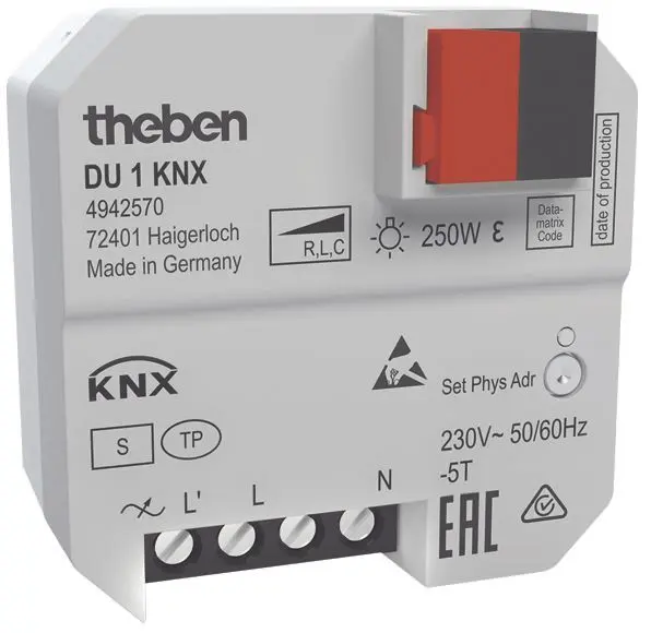 Produktfoto 1 von 1-fach KNX UP-Dimmaktor KNX TP, Unterputz, Data Secure