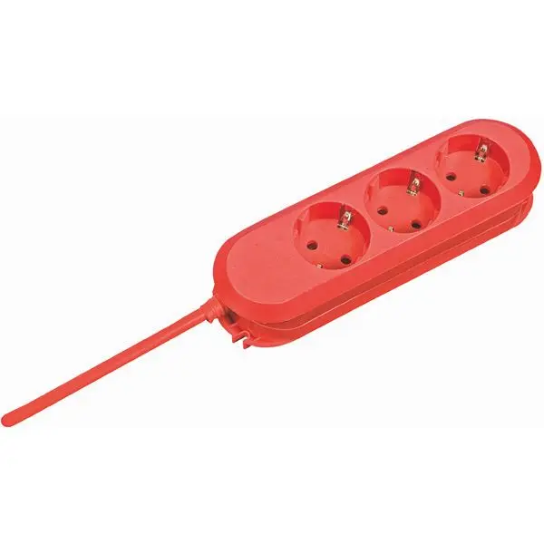 Produktfoto 1 von Tischsteckdose 3xSchuko rot Strom 3m Schuko