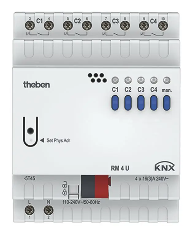 Produktfoto 1 von 4-fach Schaltaktor 16 A 200 µF, KNX TP, Data Secure