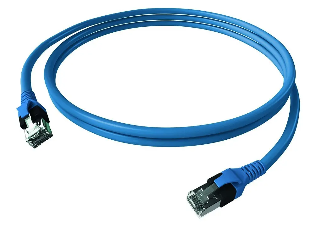 Produktfoto 1 von DualBoot Patchkabel Kat.6 Klasse EA (ISO/IEC) geschirmt blau 4PPoE 1,00m