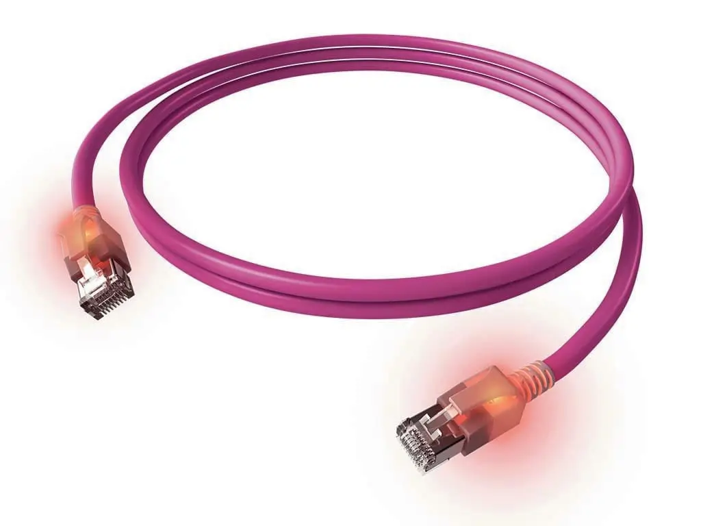 DualBoot LED Patchkabel Kat.6 Klasse EA geschirmt violett 1,50m