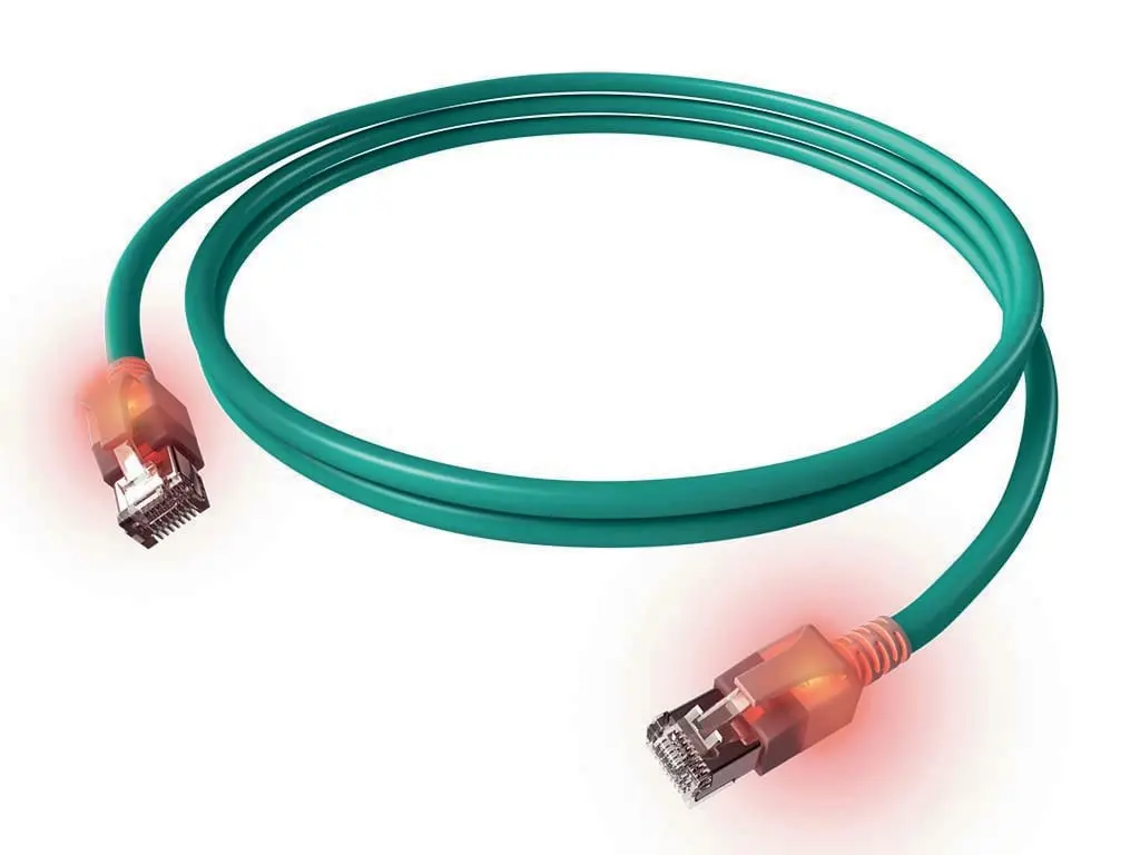 Produktfoto 1 von DualBoot LED Patchkabel Kat.6 Klasse EA (ISO/IEC) geschirmt türkis 4PPoE 10,00m