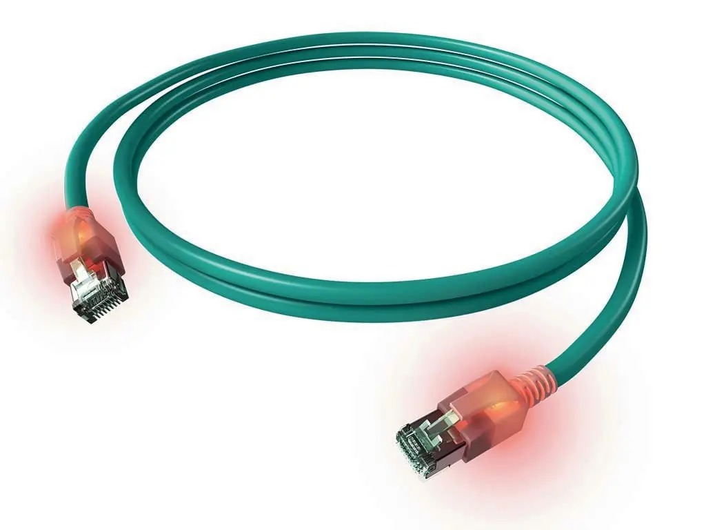 Produktfoto 1 von DualBoot LED Patchkabel Kat.6A (ISO/IEC) geschirmt türkis 4PPoE 10,00m