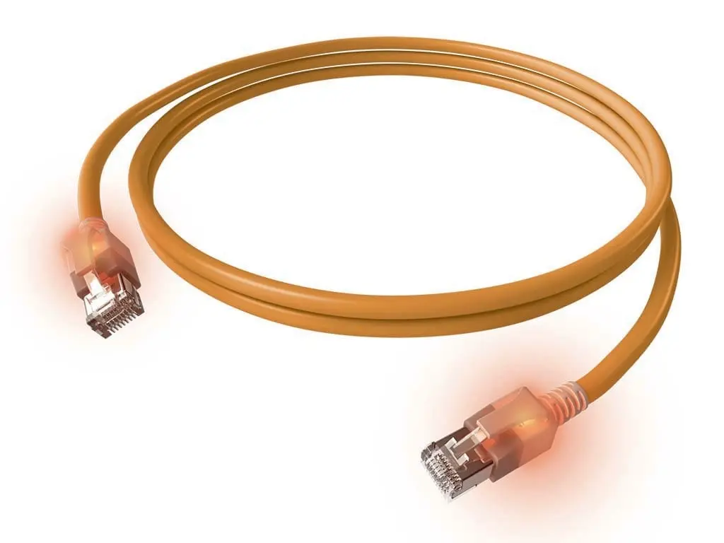 Produktfoto 1 von DualBoot LED Patchkabel Kat.6 Klasse EA (ISO/IEC) geschirmt orange 4PPoE 7,50m
