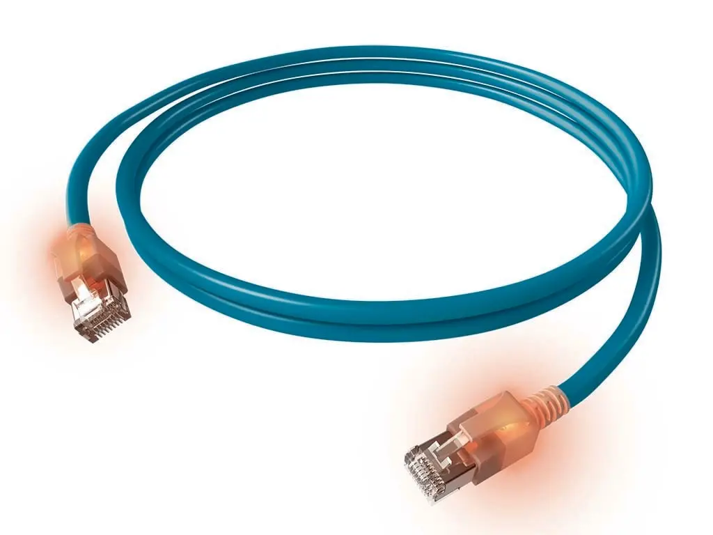 Produktfoto 1 von DualBoot LED Patchkabel Kat.6 Klasse EA geschirmt türkis 0,50m