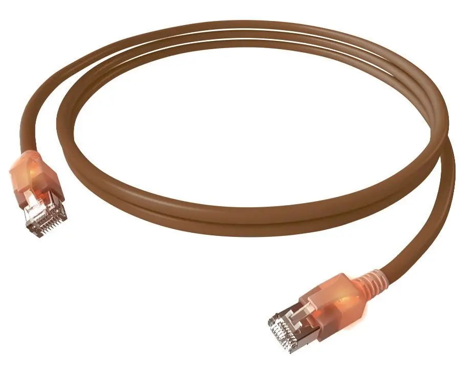 Produktfoto 1 von DualBoot® LED Patchkabel Kat. 6 Klasse EA geschirmt braun 4PPoE 1,00m