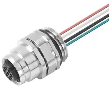 Produktfoto 1 von Einbaustecker, M12, Buchse, gerade, M16, Polzahl: 4, 0,5 m