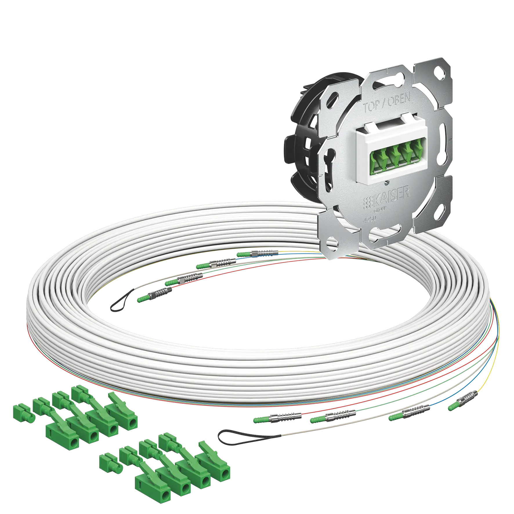 Produktfoto 1 von Teilnehmeranschluss Gf-TA E3S Connect® Unterputz, 4xF, LC/APC DX, L=20m, Gf-GV