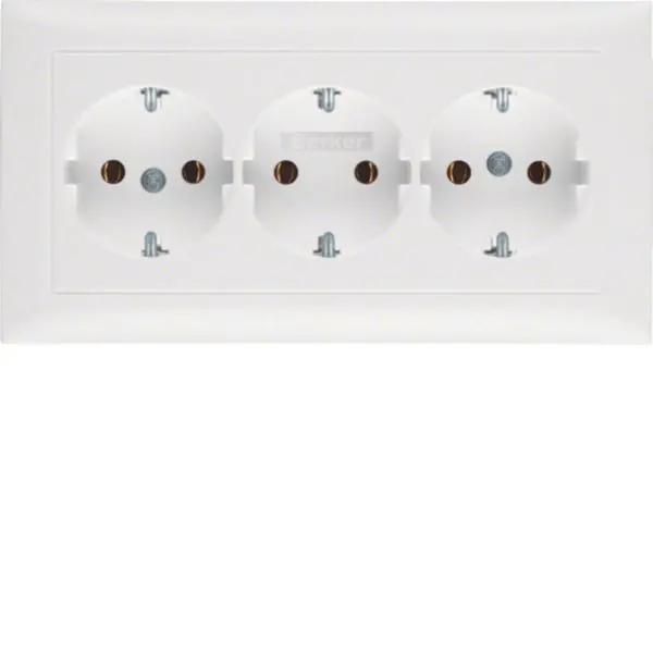 Produktfoto 1 von 3fach-Steckdose SCHUKO mit Abdeckplatte S.1 polarweiß, matt