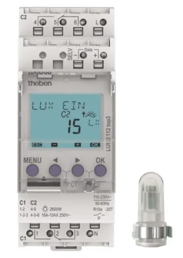 Produktfoto 1 von Dämmerungsschalter DIN-Schiene, digital Einbau-Lichtsensor, 2 Kanäle