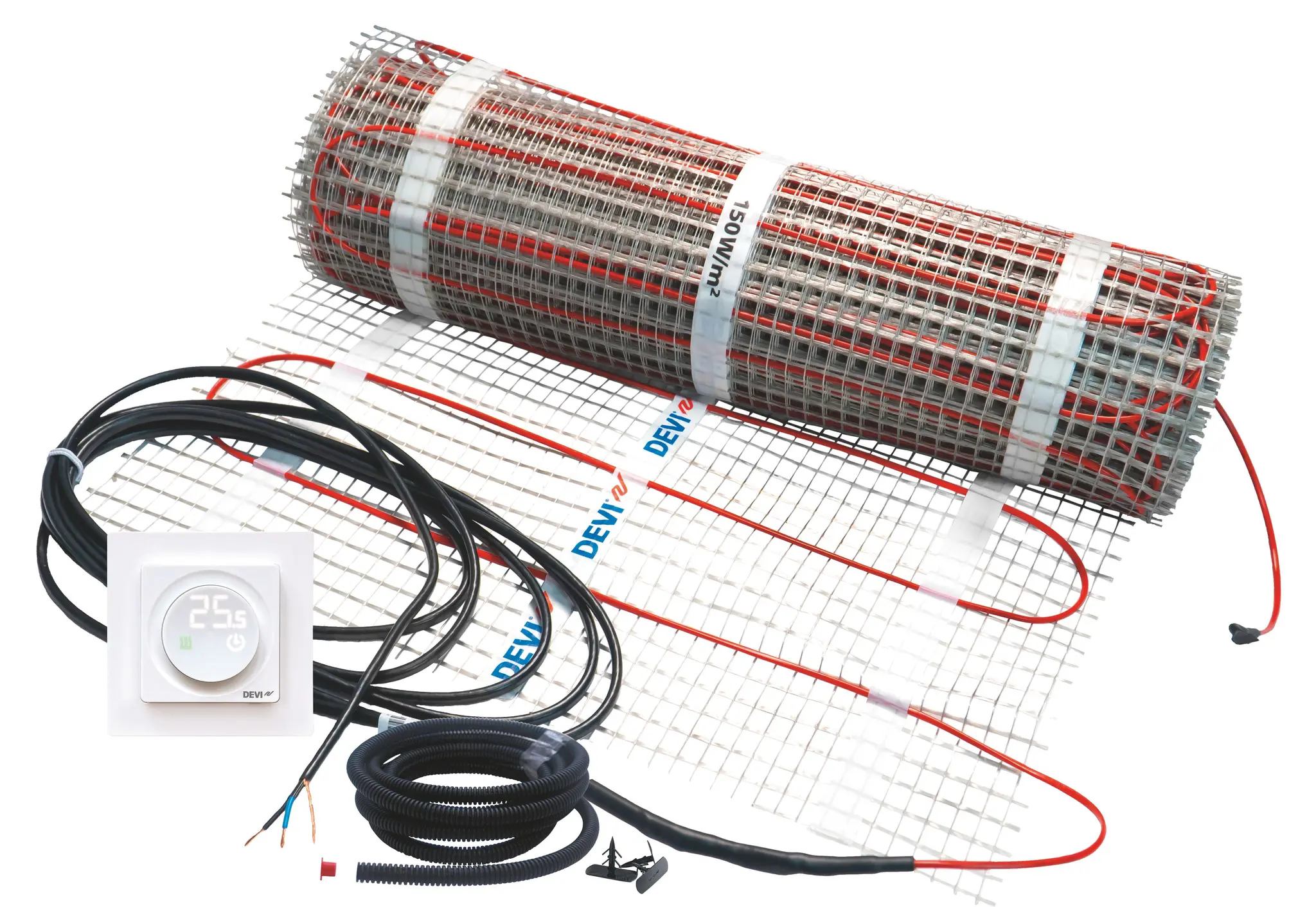Produktfoto 1 von Dünnbett-Set 150W/m², 8m², 0,5 x 16m, 1200W, mit Devireg Display Connect
