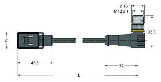 Produktfoto 1 von Ventilsteckverbinder Bauform B Verbindungsleitung