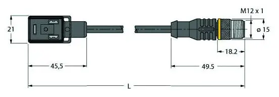 Ventilsteckverbinder Bauform BI Verbindungsleitung