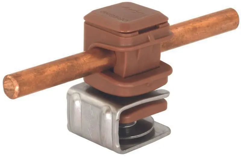 Produktfoto 1 von Dachleitungshalter PLATTENsnap Niro 4-6 mm m. DEHNsnap H 16mm K-braun f. Rd 8mm