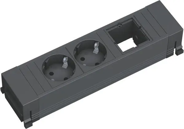 Produktfoto 1 von Power Frame 2xSchuko 1xABD Kunststoffprofil schwarz