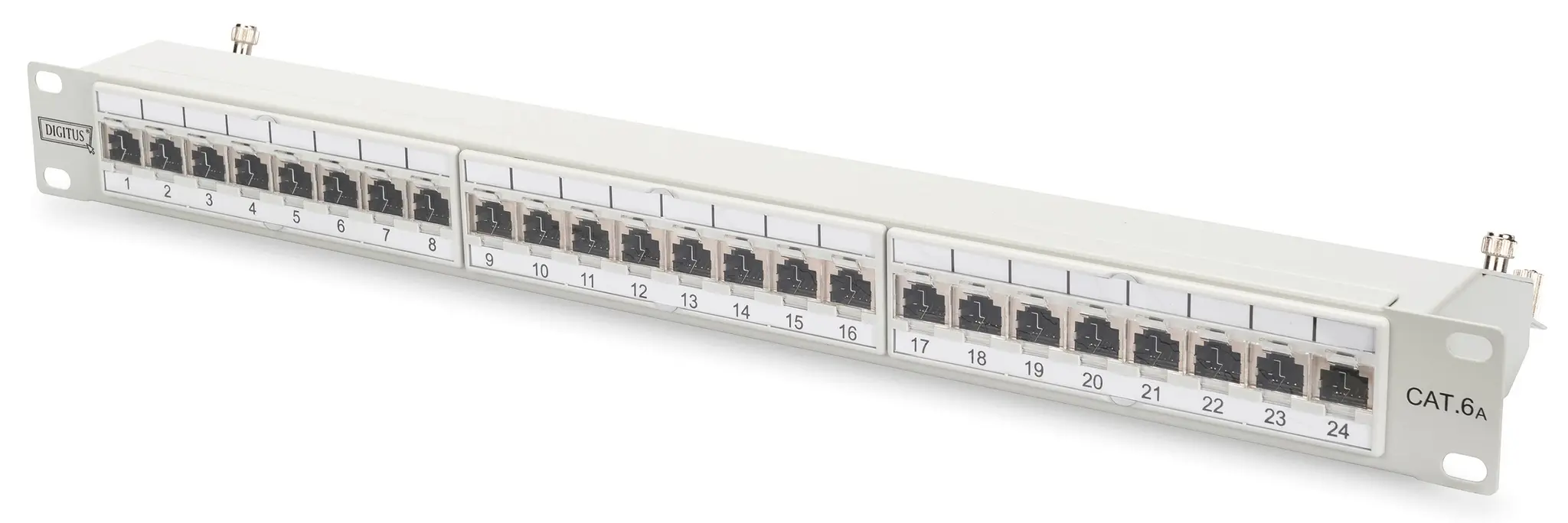 Produktfoto 1 von CAT 6A Klasse EA Patch Panel geschirmt 1HE 24-Port RJ45 inkl.Staubschutz 483mm