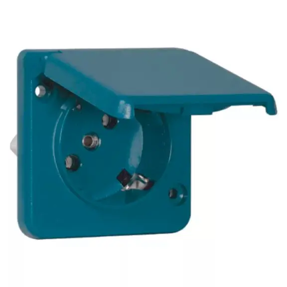 Produktfoto 1 von Steckdose SCHUKO Einbau, grün 45 Grad
