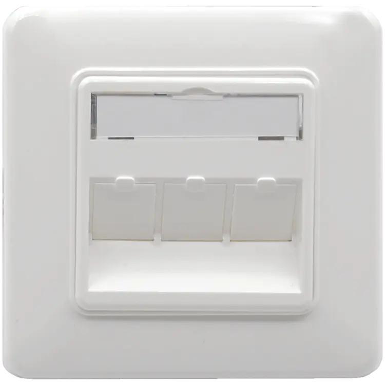 Produktfoto 1 von Anschlussdose UP/50 design 45° 3-fach o.Modul m.Abdeckrahmen Reinweiß RAL9010