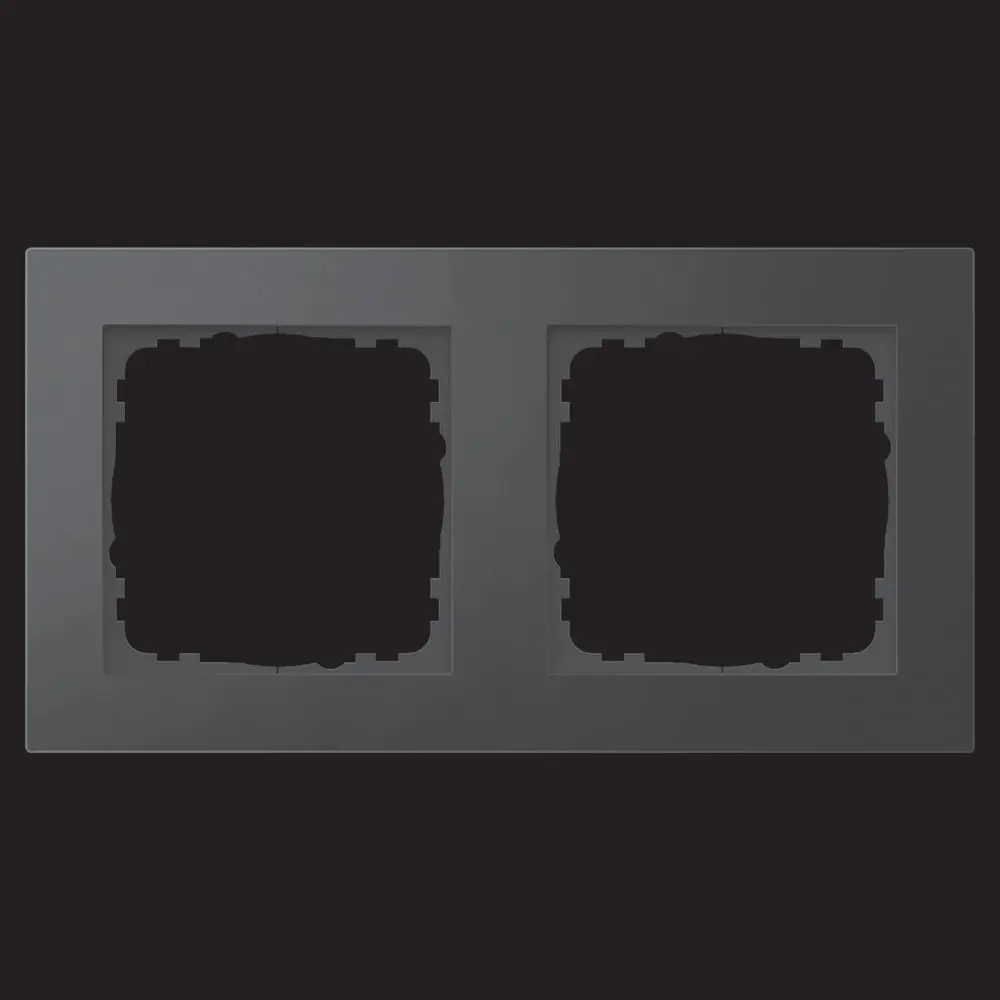 Produktfoto 1 von Abdeckrahmen Aluminium 2-fach Schwarz passend für 55mm-System