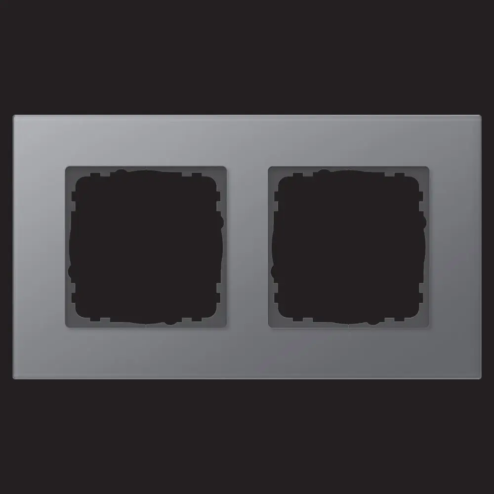 Produktfoto 1 von Abdeckrahmen Glas 2-fach Anthrazit passend für 55mm-System