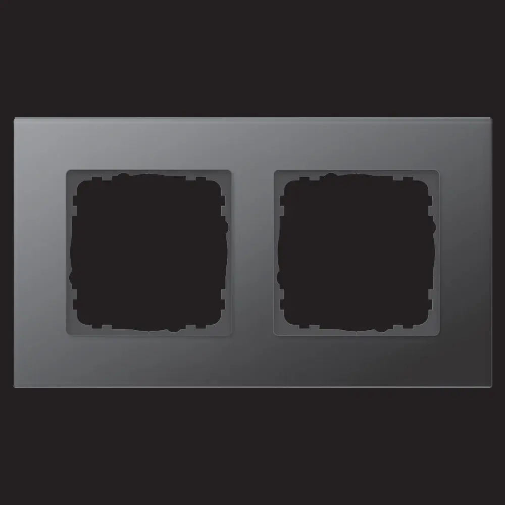 Abdeckrahmen Glas 2-fach Schwarz passend für 55mm-System