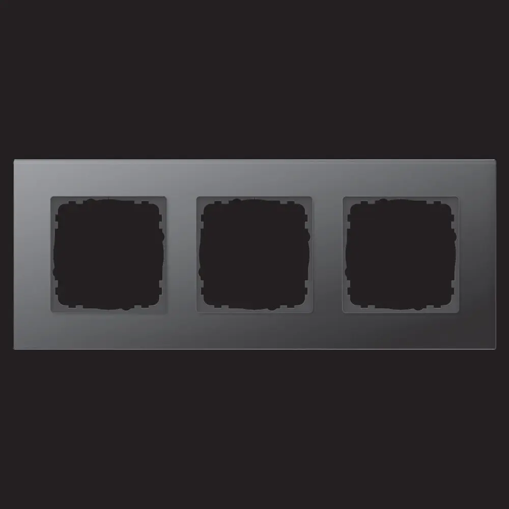 Produktfoto 1 von Abdeckrahmen Glas 3-fach Schwarz passend für 55mm-System