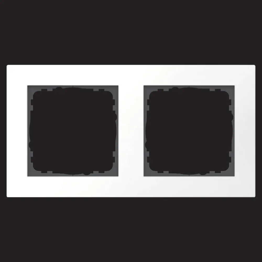 Produktfoto 1 von Abdeckrahmen Aluminium 2-fach Weiß passend für 55mm-System