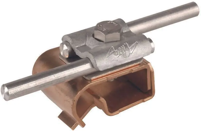 Produktfoto 1 von Zweimetall-Dachrinnenklemme Cu-St/tZn m. Doppelüberleger f. Rd 8-10mm