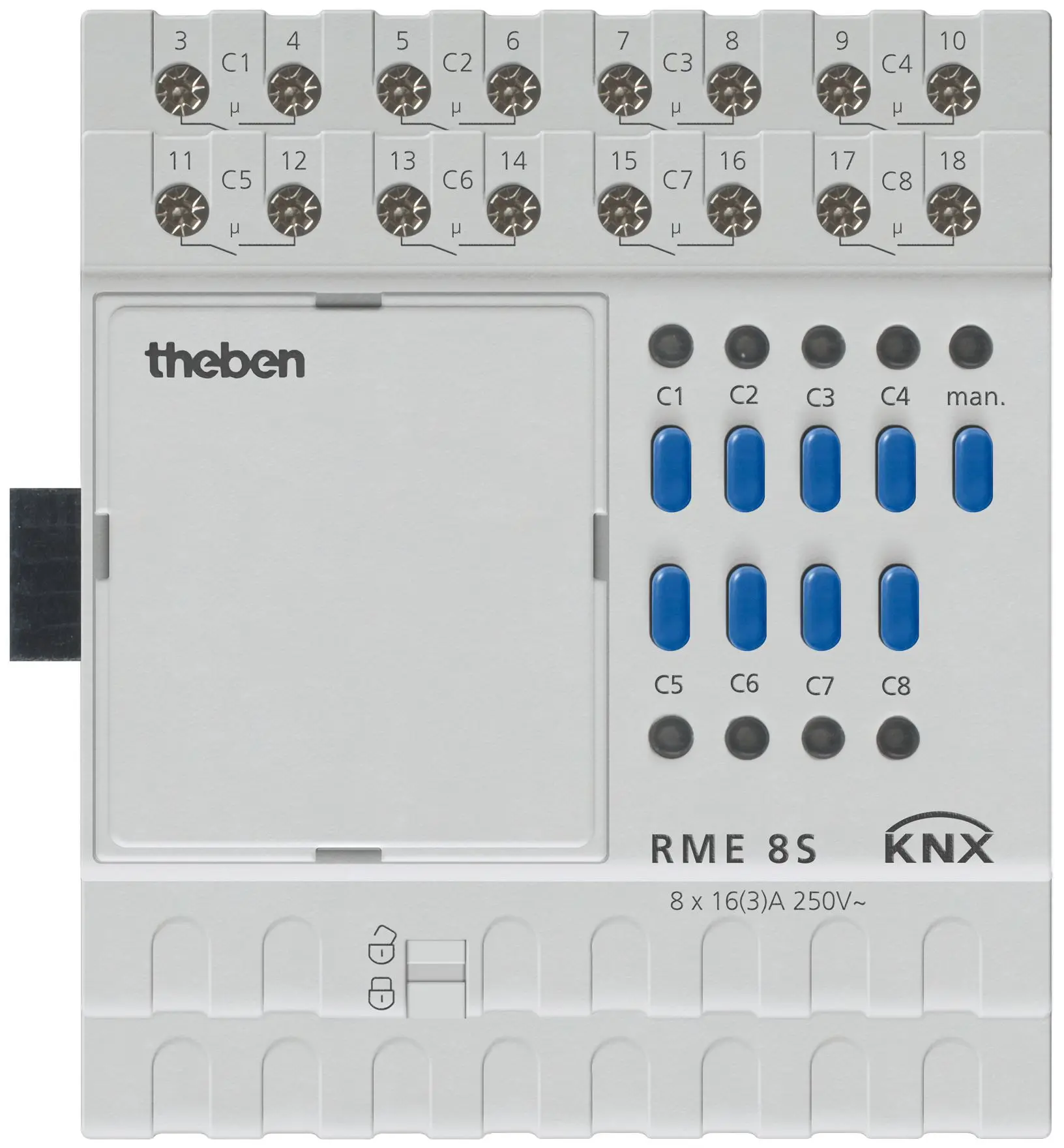 Produktfoto 1 von 8-fach KNX-Schaltaktor 16 A 140 µF, KNX TP, Data Secure, Erweiterung MIX2