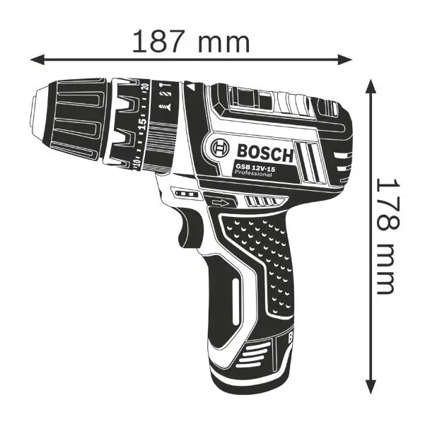Produktfoto 1 von Akku-Schlagbohrschrauber GSB 12V-15, mit 2x2.0 Ah Li-Ion Akku