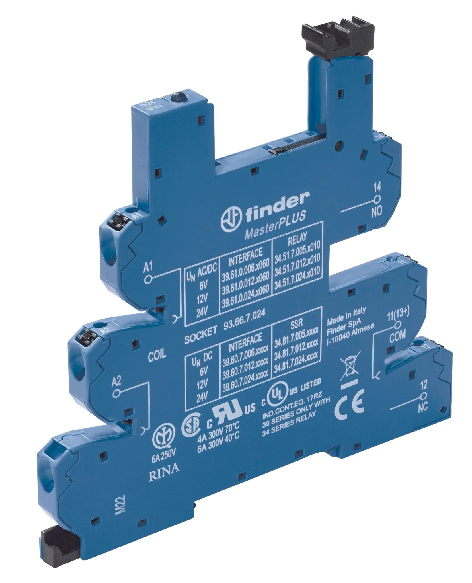 Produktfoto 1 von Fassung m.Push-In-Klemmen f.Relais 34.51 o.34.81 für 220VDC