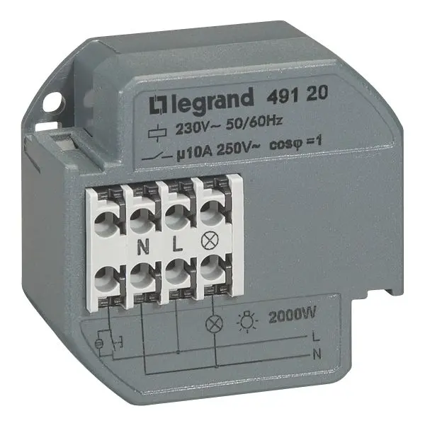 Produktfoto 1 von UP-Fernschalter, elektronisch, 230V, 1S/10A, Nulldurchgang, 49x46x26mm