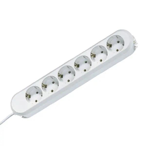 Produktfoto 1 von Tischsteckdose 6xSchuko weiß Strom 5m Schuko