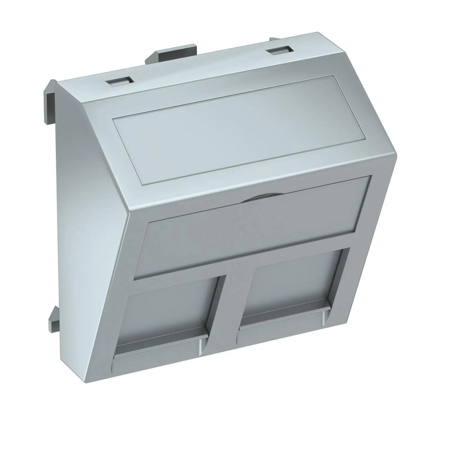 Produktfoto 1 von Datentechnikträger für 2 Anschlussmodule Typ RM 45x45mm, PC, alu lackiert