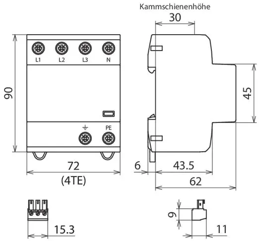 Produktfoto 1 von Anwendungsopt. Kombiableiter DEHNshield Typ1+2 f.dreiphasige TT-und TN-S-Systeme
