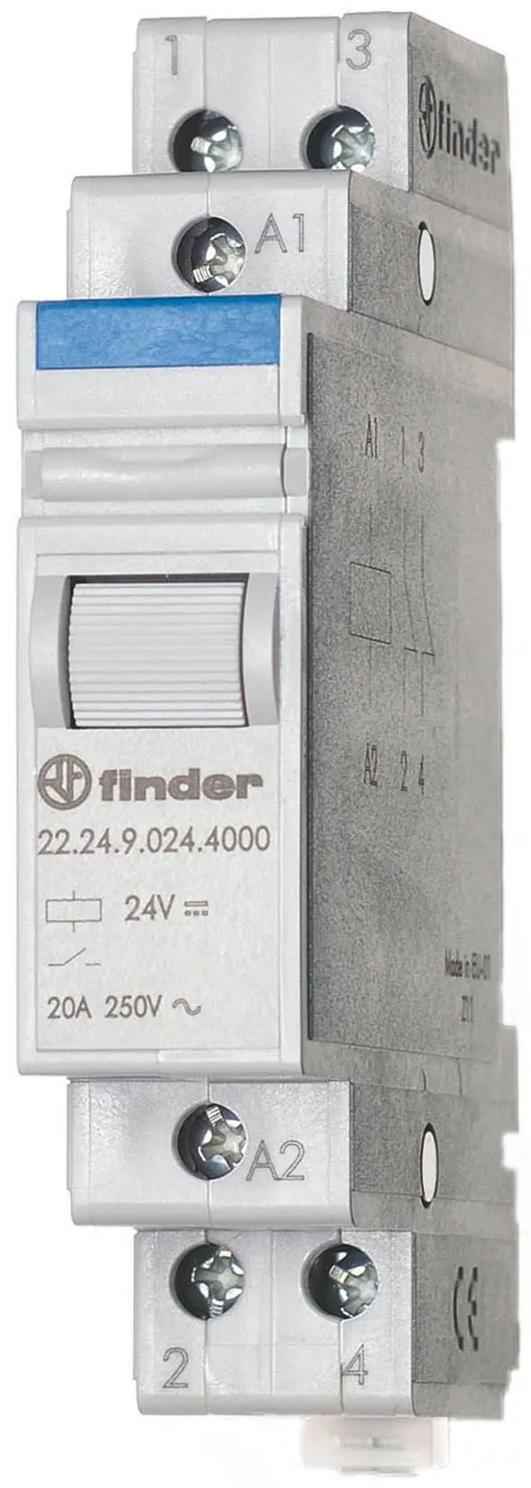 Produktfoto 1 von Installationsrelais für Reiheneinbau 2Ö 20A Prüftaste für 24VDC